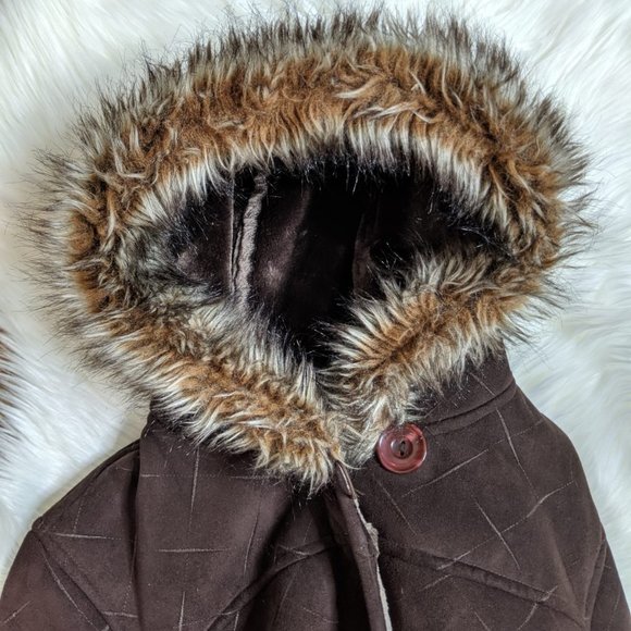 Utex Design Women's Brown Faux Suede Fur Long Sz M - Picture 6 of 8